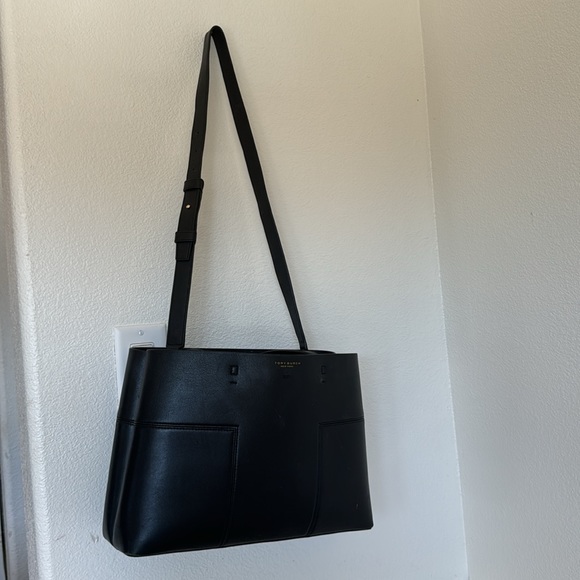 Tory Burch BLACK HANDBAG w dustbag! Gold hardware. Top handles. Removable strap - Picture 3 of 4